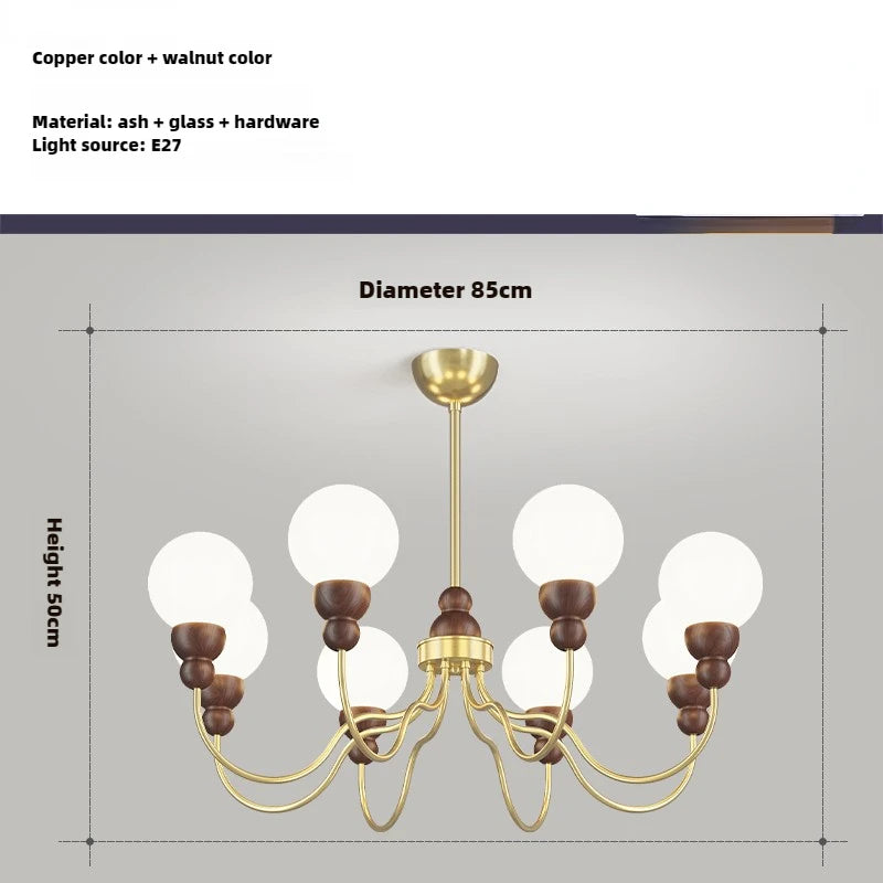 Retro glass and wood pendant lamp for an elegant interior - vue 14 sur 14