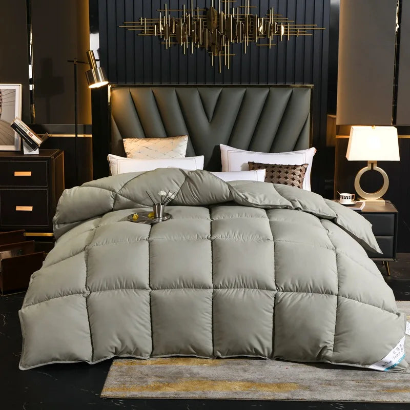 Noble100% Goose Down Duvet Filled Quilt, Single, Double Size Comforter, Thick Blanket, Monochromatic, Perfect Comfort, Winter