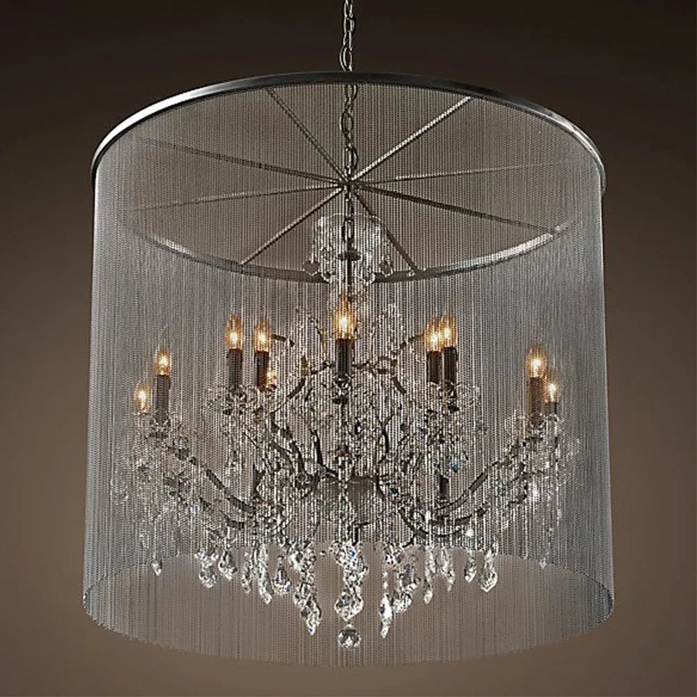 Traditional LED chandelier with smoked crystals