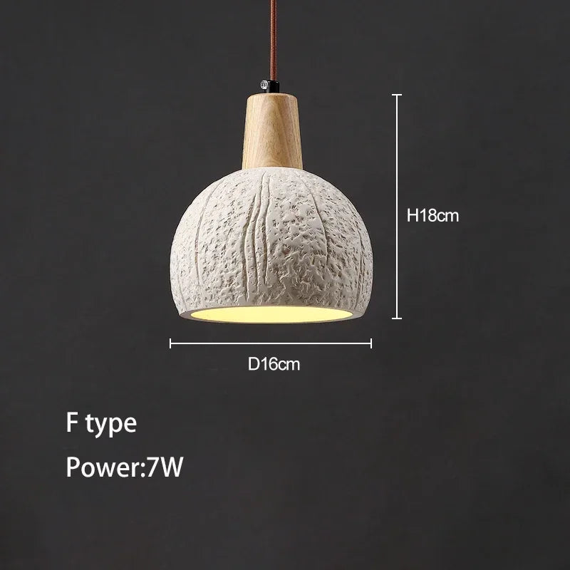 Wabi-sabi cement and travertine pendant light for interior decoration - vue 11 sur 14