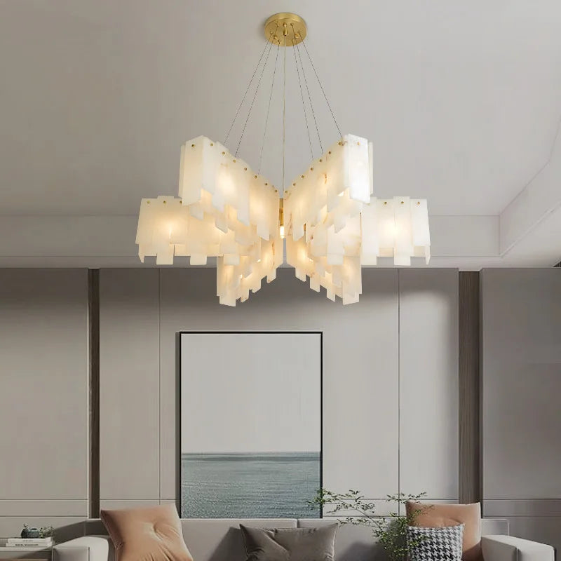 Modern designer chandelier in Spanish natural marble LED