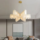 Modern design LED chandelier in Spanish natural marble