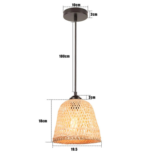Handwoven bamboo chandelier with integrated LED - vue 16 sur 16
