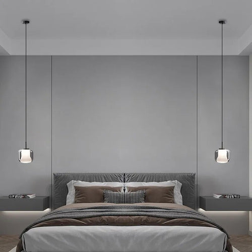 Modern smoked glass three-head LED pendant light - vue 4 sur 11