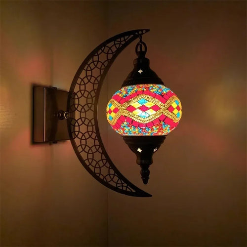 Handcrafted bohemian retro moon-shaped decorative wall light - vue 9 sur 14
