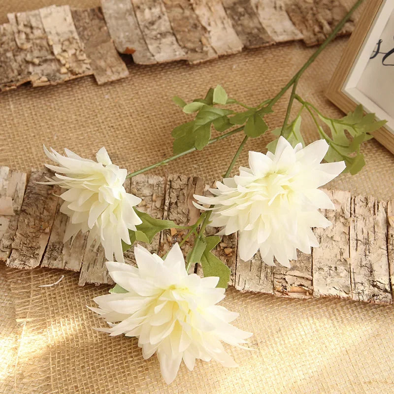 Set of 4 decorative artificial silk dahlia branches
