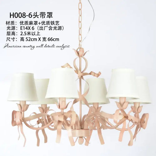 Pink ribbon chandelier for elegant children's bedroom - vue 12 sur 14