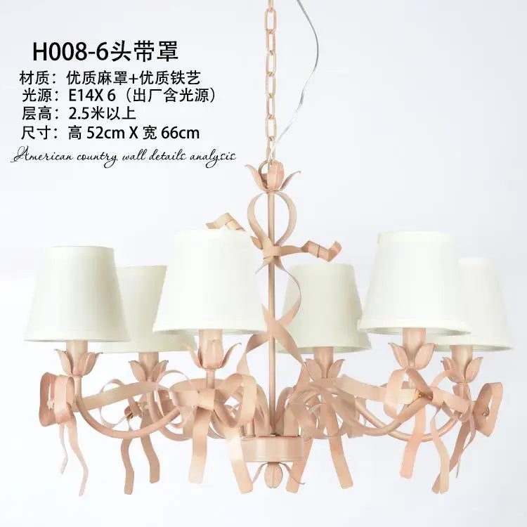 Pink ribbon chandelier for elegant children's bedroom - vue 11 sur 14