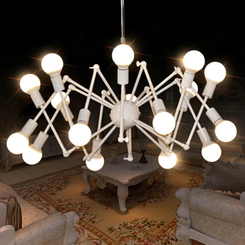 Adjustable industrial spider retro pendant light in iron - vue 3 sur 11