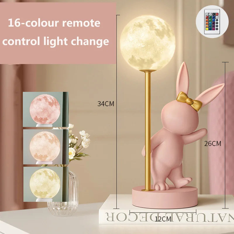 Nordic pink rabbit table lamp - vue 11 sur 16