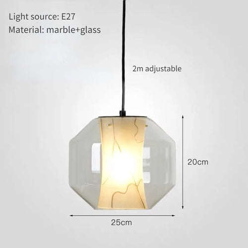 Natural marble glass chandelier modern minimalist decorative lighting - vue 8 sur 8