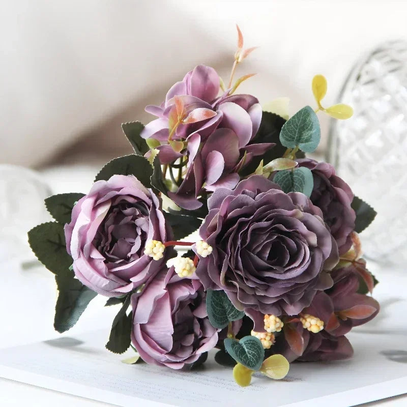 Pink silk peony bouquet for interior decoration - vue 10 sur 12
