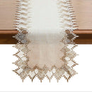 Elegant classic lace style embroidered linen table runner