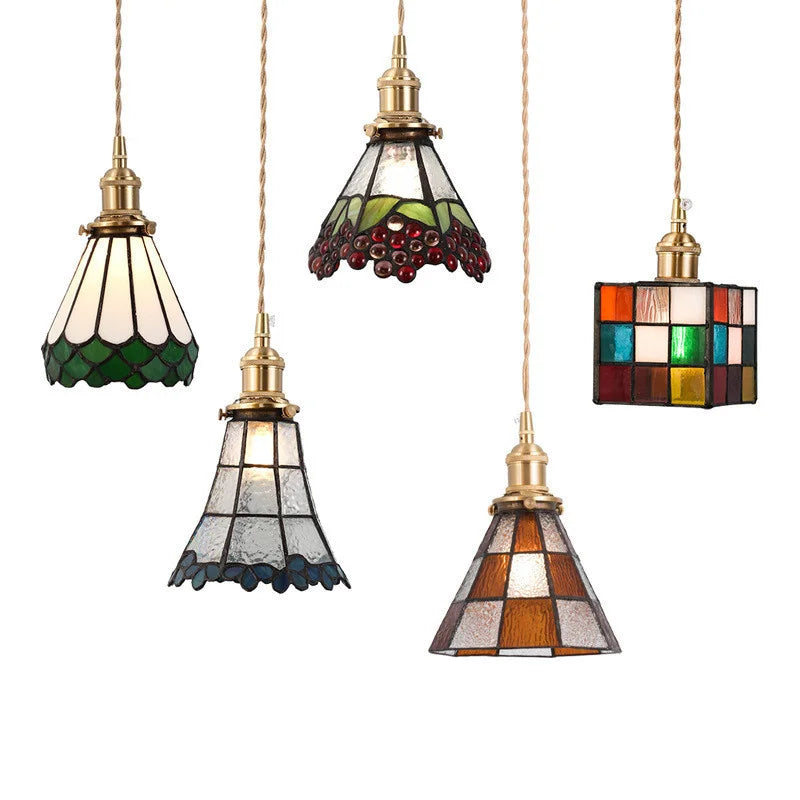 Nordic pendant light in elegant tinted glass and copper