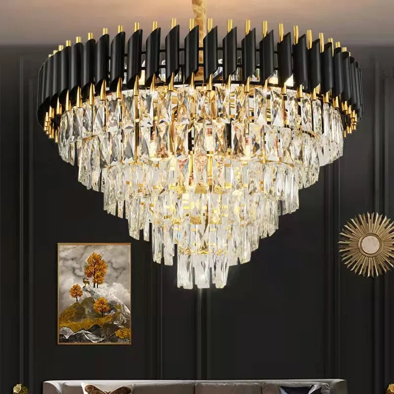 Modern crystal LED chandelier ideal for luxury interior decor