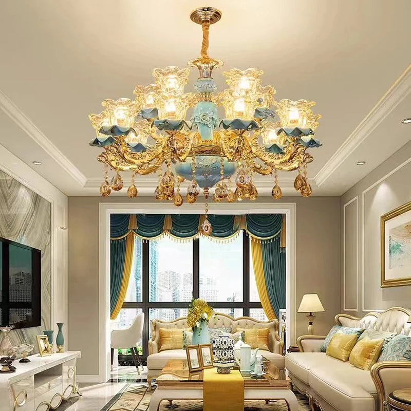 Retro ceramic chandelier in European style for indoor use - vue 6 sur 14