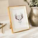 Resin photo frame with decorative wooden stand
