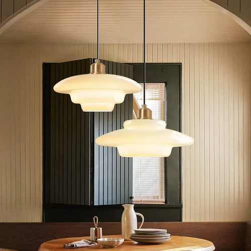 Minimalist glass chandelier for modern interior decor - vue 6 sur 9