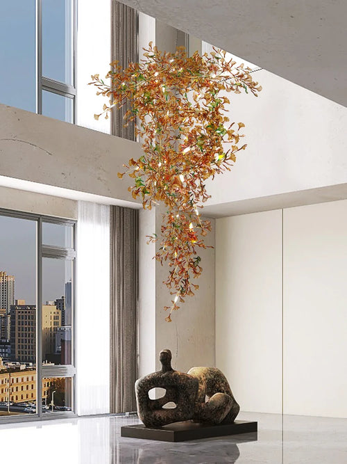 Custom glass ginkgo modern pendant light for elegant lighting - vue 4 sur 16