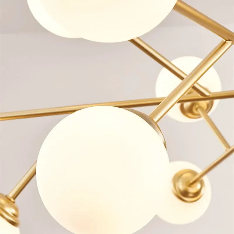 Nordic LED chandelier with glass globe for pendant lights - vue 5 sur 14