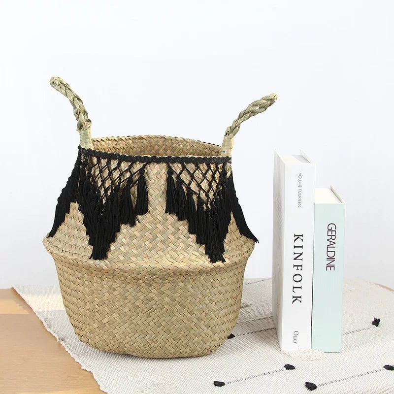 seagrass storage basket for laundry, toys, flowers and decoration