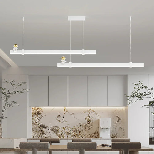 Modern minimalist LED pendant in black brushed steel - vue 5 sur 12