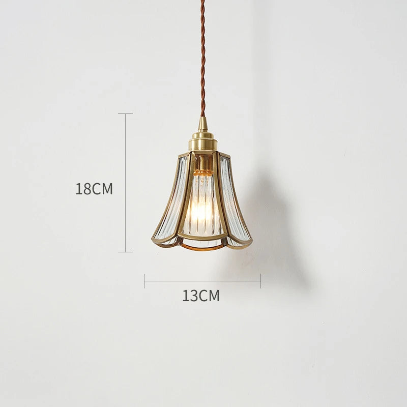 Nordic glass LED pendant light with gold body
