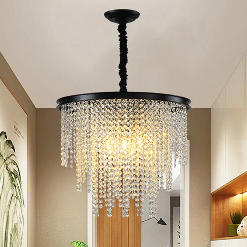 Modern luxury crystal LED chandelier with gold chain - vue 2 sur 10