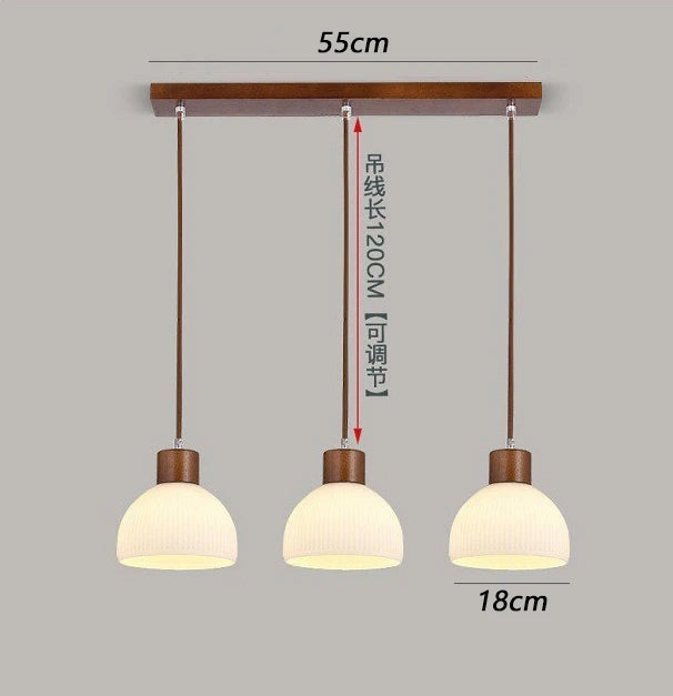 Japanese three-head pendant light for restaurant and bar - vue 9 sur 10