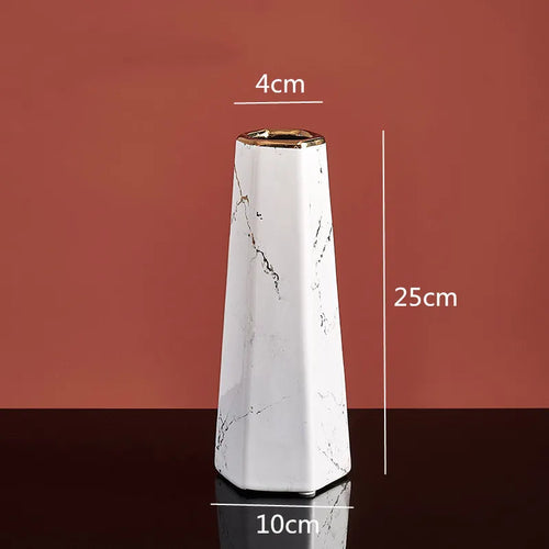 hexagonal ceramic vase for decorative floral arrangements - vue 12 sur 14