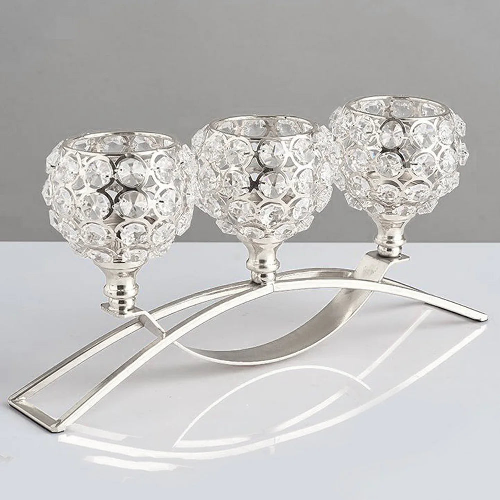 Metal candle holders with crystal detail for festive decorations