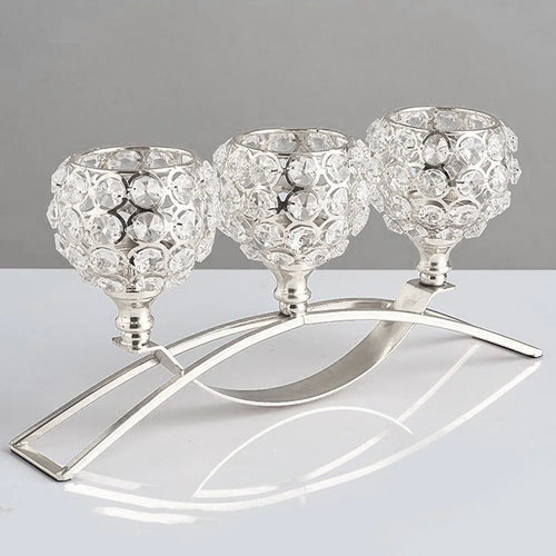 Metal candle holders with crystal detail for festive decorations