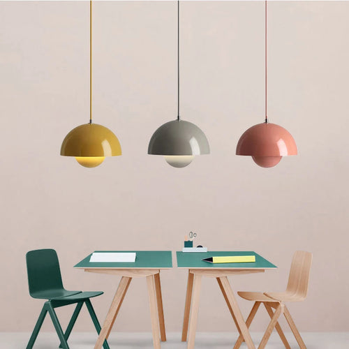 Iron pot LED pendant light multicolour semicircular chandelier for restaurant and kitchen décor - vue 3 sur 14