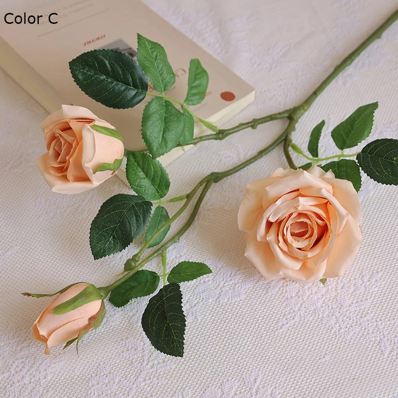 3 artificial rose heads for wedding and bedroom decor - vue 8 sur 10