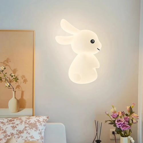 Cute rabbit LED wall lamp for children's bedroom nursery modern warm bedside light - vue 3 sur 12