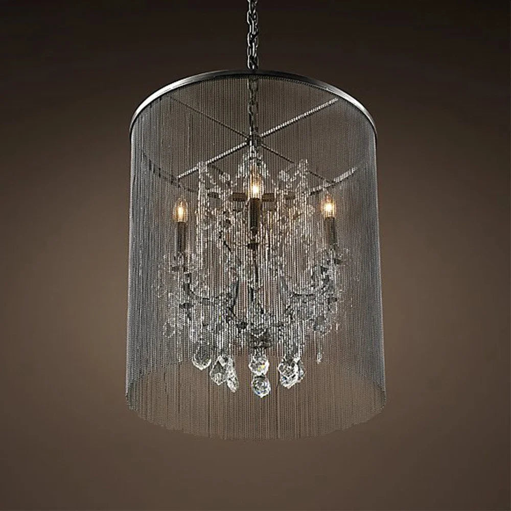 Traditional LED chandelier with smoked crystals - vue 3 sur 5