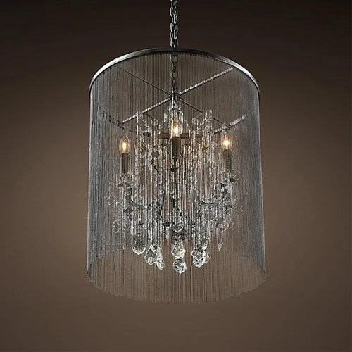 Traditional LED chandelier with smoked crystals - vue 3 sur 5