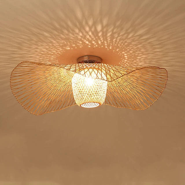 Vintage rattan pendant light japanese style for dining room and restaurant e27 hanging lamp