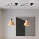 Modern creative LED chandelier with artistic retractable wooden arm