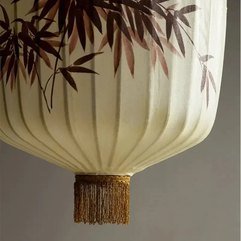 Japanese fabric chandelier medieval zen style for interior decoration - vue 6 sur 18