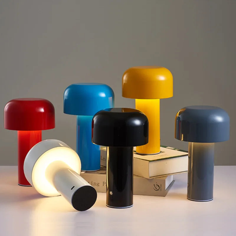 Rechargeable wireless mushroom table lamp with dimmer type-c
