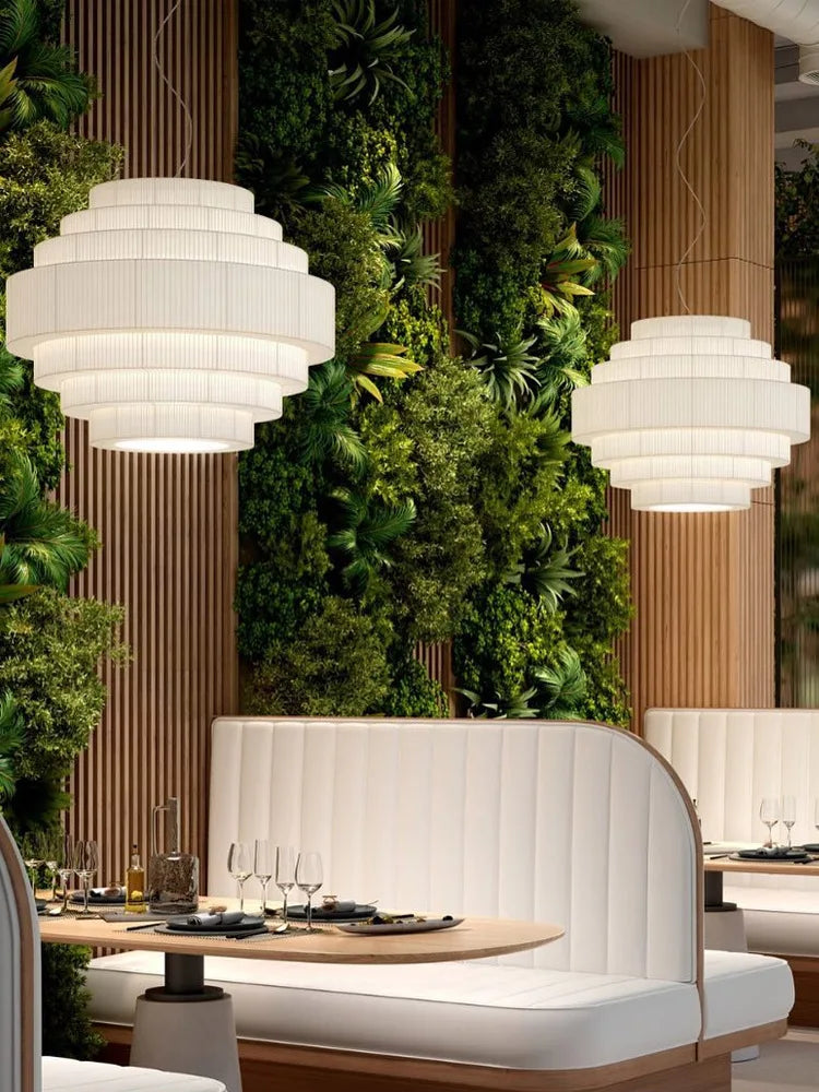 Elegant nordic fabric pendant light for interior decoration - vue 4 sur 9