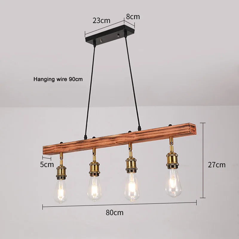 Retro loft industrial wooden chandelier for bars, restaurants, cafés, and shops