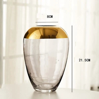 Light luxury handicraft ornaments, ice flower colored glass vase, large transparent glaze ware - vue 7 sur 11