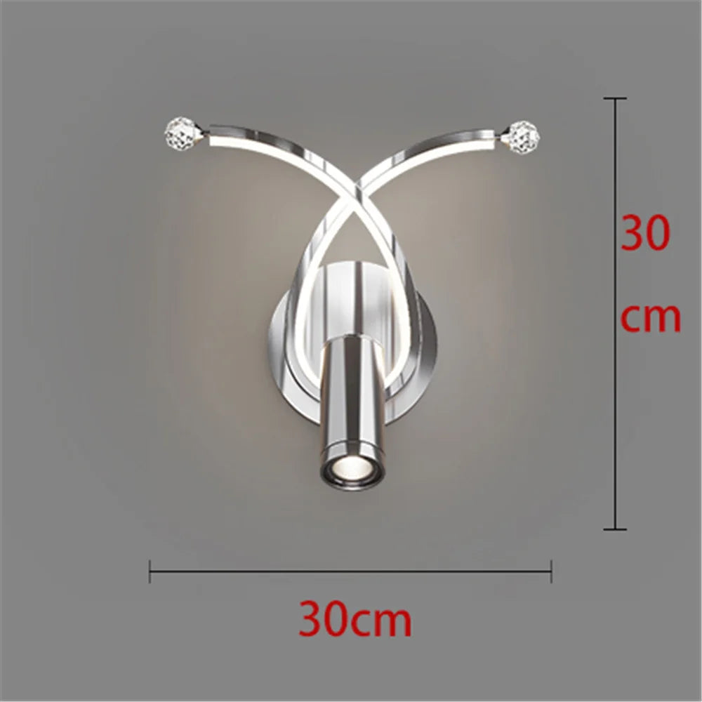 Modern chrome LED wall light for designer interiors
