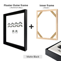 Metal floating frame kit for wall art