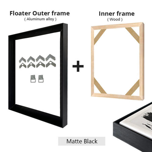Metal floating frame kit for wall art