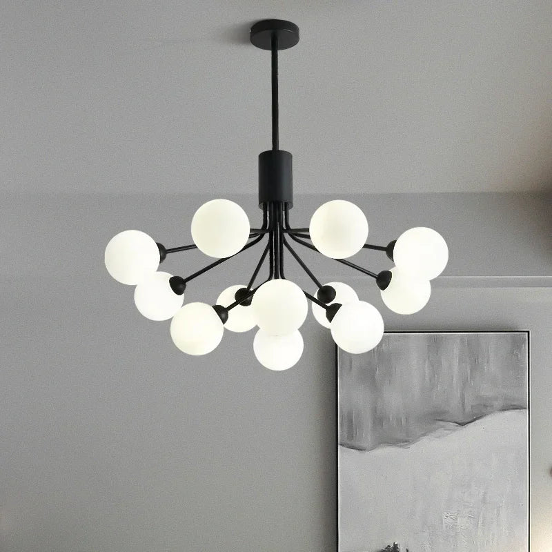 Modern glass bubble and flower decorative chandelier - vue 6 sur 12
