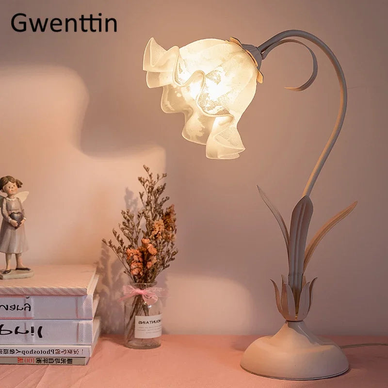 Modern LED table lamp with princess motif for interior decoration