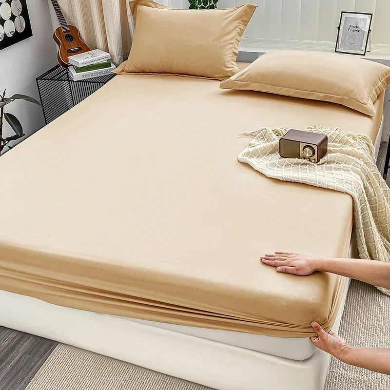 Premium Solid Color Brushed Fitted Sheet,Ultra-Soft Sateen Weave for Cozy Nights - Hypoallergenic and Easy Care Bedding - vue 5 sur 13